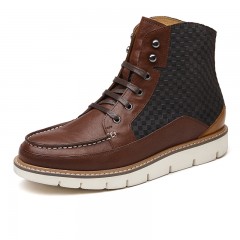 红蜻蜓 男鞋春季时尚英伦风高帮皮鞋子系带男士休闲鞋