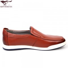 七匹狼 皮鞋新款头层牛皮男士时尚休闲皮鞋真皮舒适套脚男鞋子