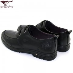 七匹狼 男鞋新款头层牛皮时尚休闲男士系带真皮皮鞋子