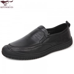 七匹狼 男鞋新款头层牛皮时尚耐磨套脚日常软底软面男士休闲鞋