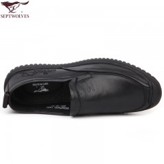 七匹狼 男鞋新款头层牛皮时尚耐磨套脚日常软底软面男士休闲鞋