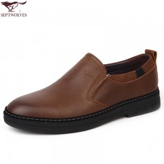 七匹狼 男鞋新款头层牛皮软底软面时尚耐磨真皮休闲男士皮鞋子