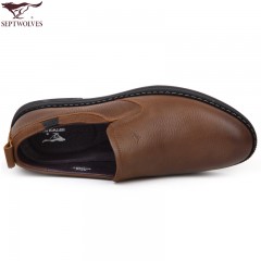 七匹狼 男鞋新款头层牛皮软底软面时尚耐磨真皮休闲男士皮鞋子