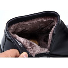 七匹狼 棉鞋新款头层牛皮冬季保暖长毛绒高帮正装真皮毛皮鞋子