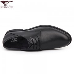 七匹狼 男鞋新款头层牛皮系带软底软面商务休闲男士皮鞋子