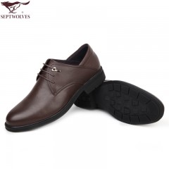 七匹狼 男鞋新款头层牛皮系带软底软面商务休闲男士皮鞋子