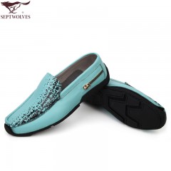 七匹狼 男鞋头层牛皮男士日常休闲时尚潮流透气套脚真皮皮鞋子