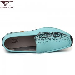 七匹狼 男鞋头层牛皮男士日常休闲时尚潮流透气套脚真皮皮鞋子