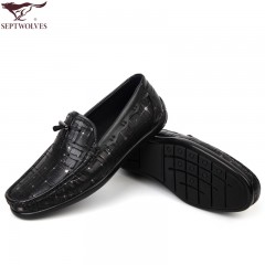 七匹狼 男鞋新款头层牛皮男士时尚潮流休闲套脚真皮软皮鞋子