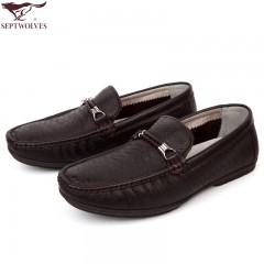 七匹狼 男鞋鹿皮柔软舒适男士时尚休闲软底软面棕色真皮皮鞋子