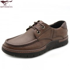 七匹狼 男鞋新款时尚头层牛皮边缘线缝时尚耐磨商务休闲皮鞋子