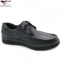 七匹狼 男鞋新款时尚头层牛皮边缘线缝时尚耐磨商务休闲皮鞋子