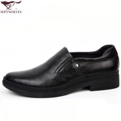 七匹狼 男鞋新款头层牛皮男士商务休闲皮鞋懒人套脚真皮耐磨鞋