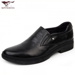 七匹狼 男鞋新款头层牛皮男士商务休闲皮鞋懒人套脚真皮耐磨鞋