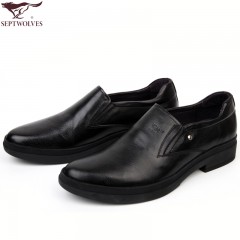 七匹狼 男鞋新款头层牛皮男士商务休闲皮鞋懒人套脚真皮耐磨鞋