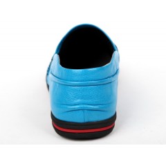 花花公子 男鞋男士时尚防折皱头层牛皮浅蓝色真皮时尚休闲鞋子