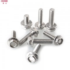 春和 304不锈钢外六角头法兰面螺栓带垫滑螺丝M5M6*8-10-12-16-25-60