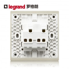 罗格朗 大面板开关家用双联双控2开二位双开双控开关86型香槟金