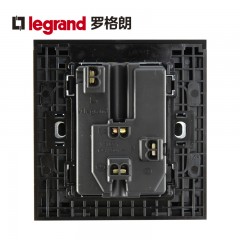 罗格朗 黑色墙壁86型二三插一开五孔带开关插座面板家用多孔插座