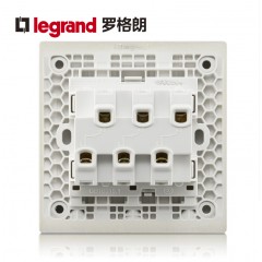 罗格朗 大面板三联单控三开3开三位家用墙壁电灯开关86型香槟金