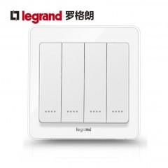 罗格朗 开关插座面板冰莹白86型四开单控开关面板 4开开关面板