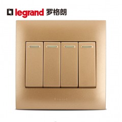 罗格朗 四开单控开关面板86型4开单控面板四位单控开关插座面板
