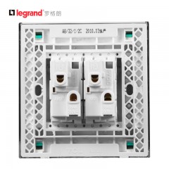 罗格朗 A8系列86型双联单控荧光 双开单控带荧光开关面板原装