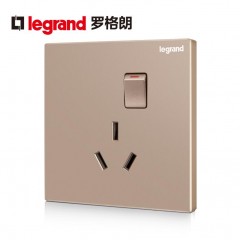 罗格朗 大功率开关16A三孔插座86型3孔带开关插座面板 逸景玫瑰金