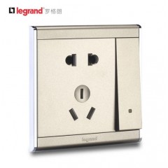 罗格朗 墙壁86型二三插一开五孔带开关的插座面板家用多孔插板
