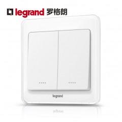 罗格朗 冰莹白家用二开双开多控三联开关 三控一灯中途开关面板