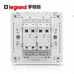 罗格朗 冰莹白家用二开双开多控三联开关 三控一灯中途开关面板