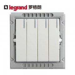 罗格朗 开关插座面板K5 四开单控带灯四联开关带LED开关