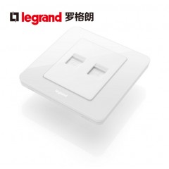 罗格朗 开关插座面板逸典圆电话电脑 网络+电话语音插座 86型