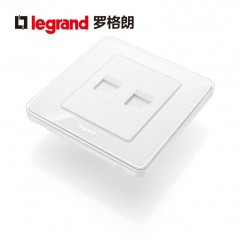 罗格朗 开关插座面板开关插座冰莹白电话电脑插座面板语音+网络