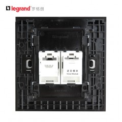 罗格朗 K5黑色电脑网线网口网络+电话二合一插座开关面板86型