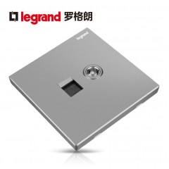 罗格朗 深砂银电脑电视 网络网线网口插座面板+有线TV逸景家用