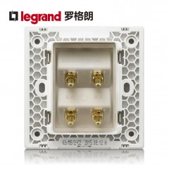 罗格朗 开关插座面板仕典金色二位音响四头接线音箱音频插86型