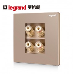 罗格朗 开关插座面板逸景玫瑰金二位音响四头接线音箱音频插86型