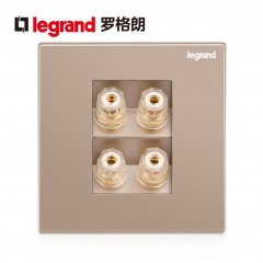 罗格朗 开关插座面板逸景玫瑰金二位音响四头接线音箱音频插86型