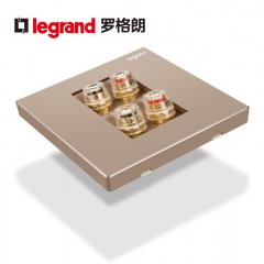 罗格朗 开关插座面板逸景玫瑰金二位音响四头接线音箱音频插86型