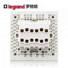 罗格朗 玫瑰金大面板开关家用四开双控4开四位四联双控开关逸景