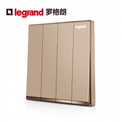 罗格朗 玫瑰金大面板开关家用四开双控4开四位四联双控开关逸景