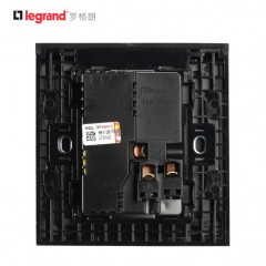 罗格朗 K5黑色五孔带USB开关插座面板86型墙壁充电双口家用