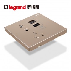 罗格朗 五孔带USB插座面板家用电源86型逸景开关玫瑰金暗装5孔
