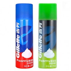 吉列 清新柠檬刮胡泡沫210g两瓶 手动剃须前湿润胡子男士皮肤