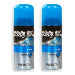 吉列 倍润舒爽剃须着哩70gx2瓶+滋养水润啫喱70g 进口男士刮胡啫哩