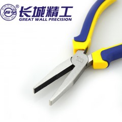 长城精工 扁嘴钳双色套塑柄鸭嘴钳有牙平嘴钳扁口钳长嘴扁钳子 217046