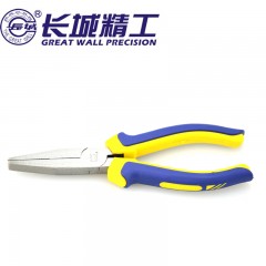 长城精工 扁嘴钳双色套塑柄鸭嘴钳有牙平嘴钳扁口钳长嘴扁钳子 217046