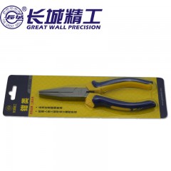 长城精工 扁嘴钳双色套塑柄鸭嘴钳有牙平嘴钳扁口钳长嘴扁钳子 217046