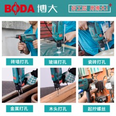 博大 电钻冲击钻多功能家手电钻两用手枪钻电转枪 220V迷你小电锤 MD8-13